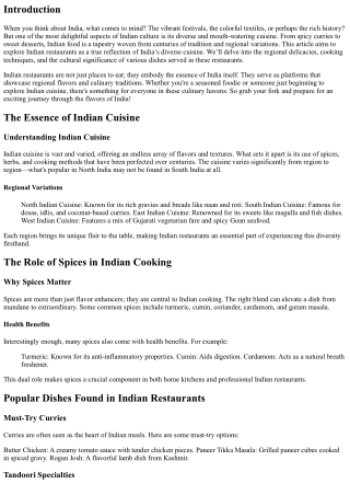 Indian Restaurants: A True Reflection of India’s Diverse Cuisine