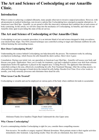 The Art and Science of Coolsculpting at our Amarillo Clinic.