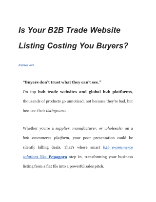 Is Your B2B Trade Website Listing Costing You Buyers