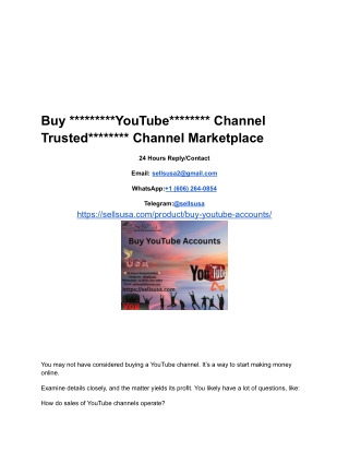 Buy _________YouTube________ Channel Trusted________ Channel Marketplace