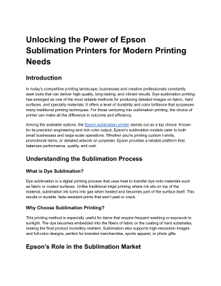 unlocking the power of epson sublimation printers