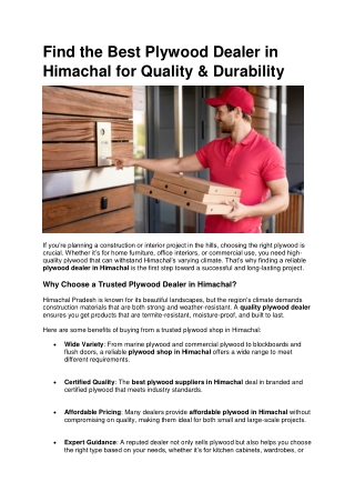 Find the Best Plywood Dealer in Himachal for Quality & Durability