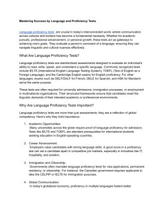 mastering success by language and proficiency