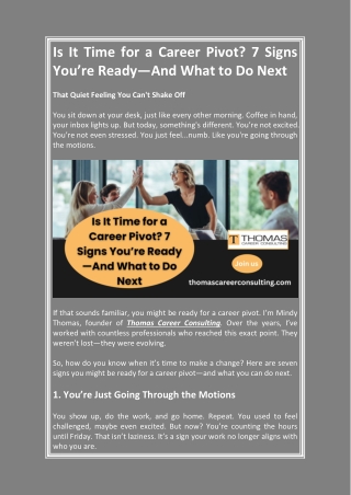 Is It Time for a Career Pivot? 7 Signs You’re Ready—And What to Do Next