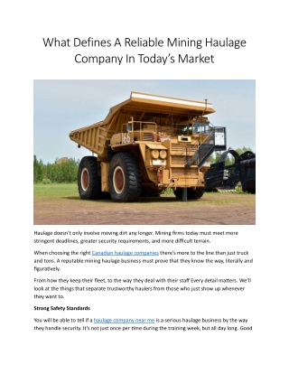 Canadian haulage companies