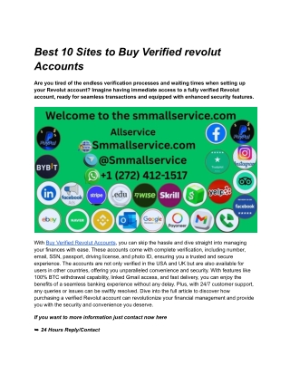 Best 10 Sites to Buy Verified revolut Accounts
