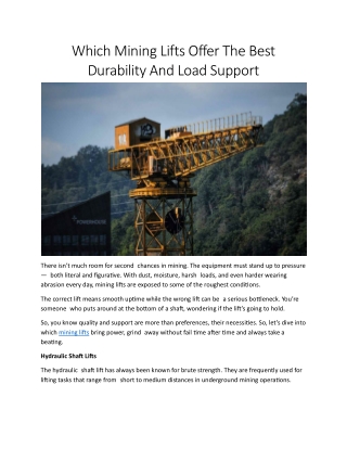 Mining lifts