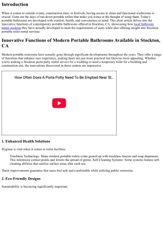 Innovative Functions of Modern Portable Bathrooms Available in Stockton, CA