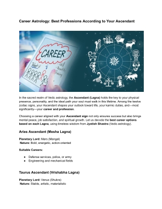 Career Astrology Best Professions According to Your Ascendant