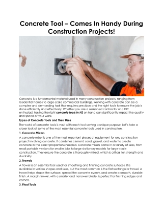 Concrete Tool – Comes In Handy During Construction Projects!