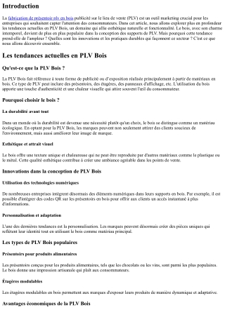 Les tendances actuelles en PLV Bois