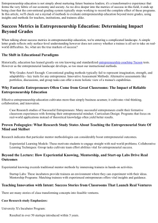 Success Metrics in Entrepreneurship Education: Determining Effect Beyond Grades
