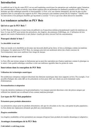 Les tendances actuelles en PLV Bois