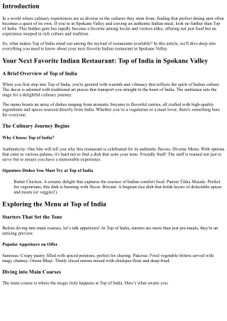Your Next Favorite Indian Restaurant: Top of India in Spokane Valley