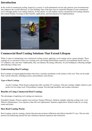 Commercial Roof Coating Solutions That Extend Lifespan