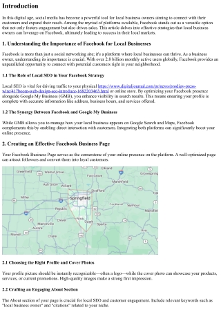Leveraging Social Media: Facebook Strategies for Local Business Success