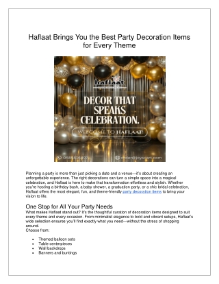 Make Memories Shine with Premium Party Decoration Items from Haflaat