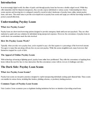 “Payday Loan Scams: How to Protect Yourself in the Digital Age”
