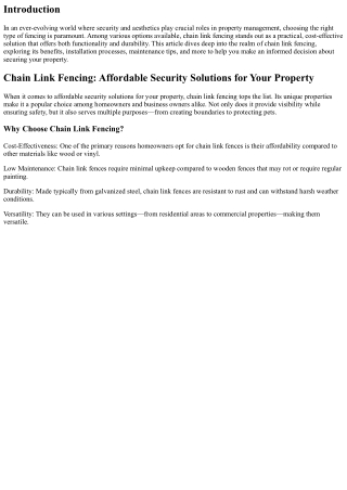 Chain Link Fencing: Affordable Security Solutions for Your Property