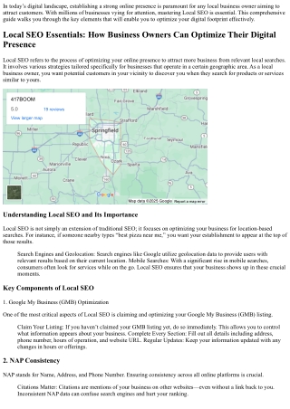 Local SEO Essentials: How Business Owners Can Optimize Their Digital Presence
