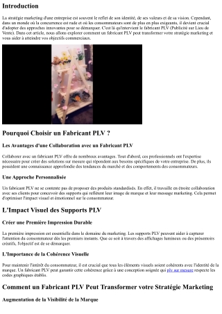Comment un Fabricant PLV Peut Transformer votre Stratégie Marketing