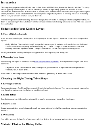 Choosing the Right Dining Table for Your Kitchen Layout