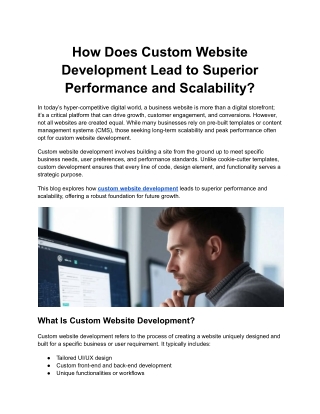 How Does Custom Website Development Lead to Superior Performance and Scalability