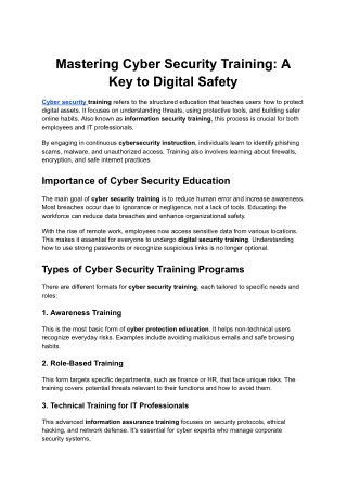 Mastering Cyber Security Training_ A Key to Digital Safety