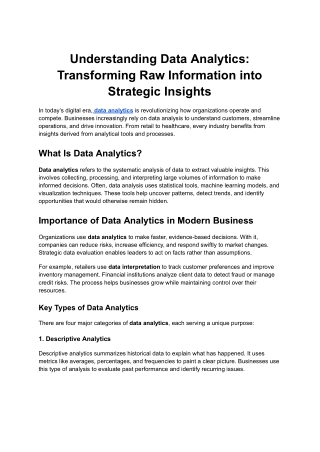 understanding data analytics transforming