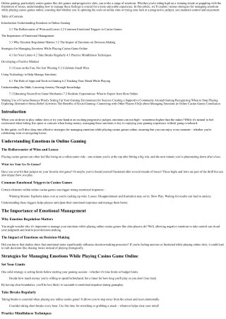 Strategies for Managing Emotions While Playing Casino Game Online