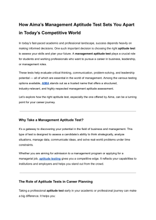 How Aima’s Management Aptitude Test Sets You Apart in Today’s Competitive World