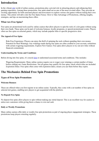 Free Spins Frenzy: How to Take Advantage of Promotions