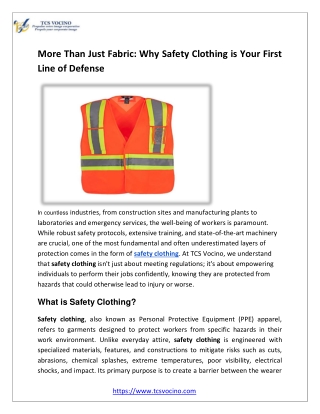 More Than Just Fabric Why Safety Clothing is Your First Line of Defense