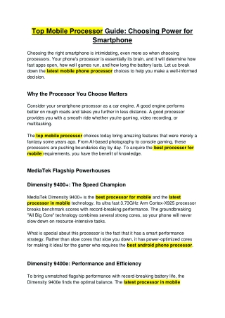 Top Mobile Processor Guide_ Choosing Power for Your Smartphone