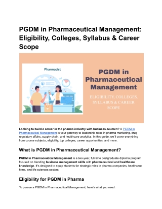 PGDM in Pharmaceutical Management_ Eligibility, Colleges, Syllabus & Career Scope