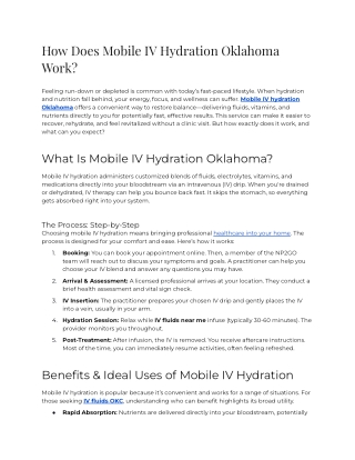 E - How Does Mobile IV Hydration Oklahoma Work