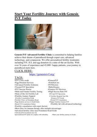 Start Your Fertility Journey with Genesis IVF Toda