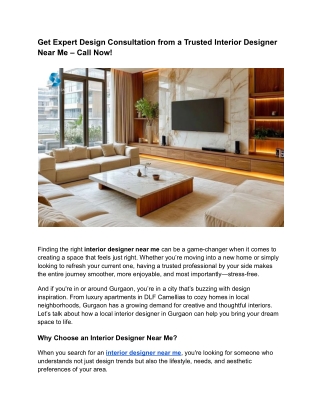 Get Expert Design Consultation from a Trusted Interior Designer Near Me – Call Now