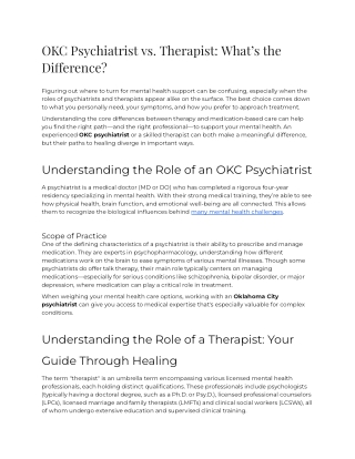 OKC Psychiatrist vs Therapist_ What’s the Difference