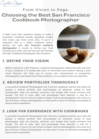 From Vision to Page: Choosing the Best San Francisco Cookbook Photographer