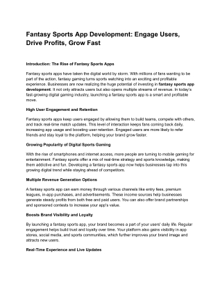 Fantasy Sports App Development_ Engage Users, Drive Profits, Grow Fast