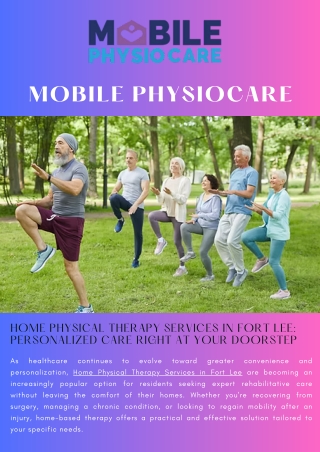 Home Physical Therapy Services in Fort Lee Personalized Care Right at Your Doorstep