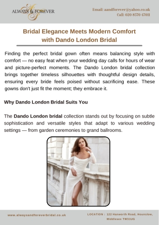 Bridal Elegance Meets Modern Comfort with Dando London Bridal