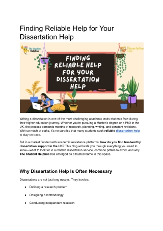 finding reliable help for your dissertation help