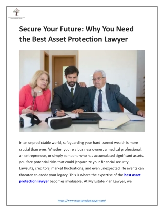 Secure Your Future: Why You Need the Best Asset Protection Lawyer