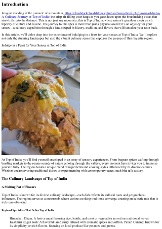 Indulge in a Feast for Your Senses at Top of India