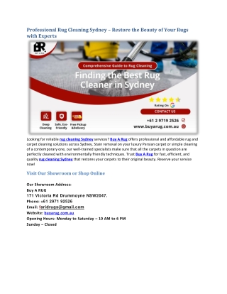 Professional Rug Cleaning Sydney