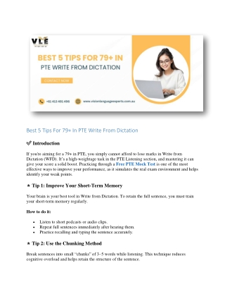 Best 5 Tips For 79  In PTE Write From Dictation