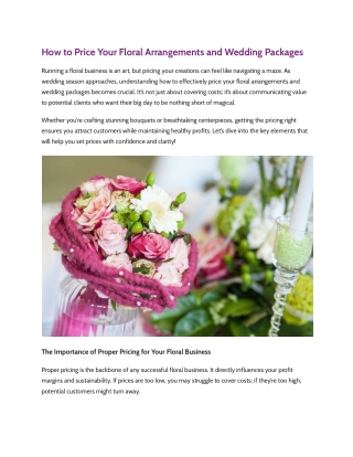 How to Price Your Floral Arrangements and Wedding Packages