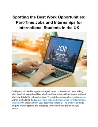 Part-Time Jobs and Internships for International Students in the UK